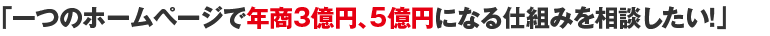 「一つのホームページで年商3億円、5億円になる仕組みを相談したい！」